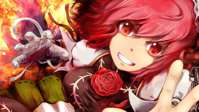 Red haired girl flames gun free wallpaper for desktop - medium preview image