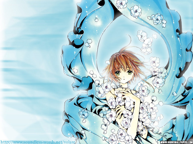 Anime girl blue dress flowers free wallpaper for desktop - medium preview image