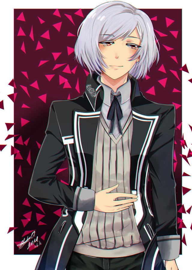 White hair black jacket pink free wallpaper for mobile - medium preview image