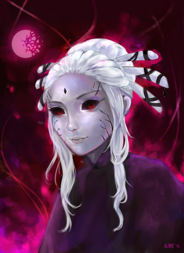 White hair mask drawing person free wallpaper for mobile - medium preview image