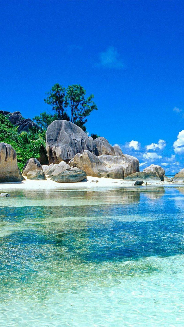 Bascove beach rocks clear water #2 free wallpaper for mobile - medium preview image