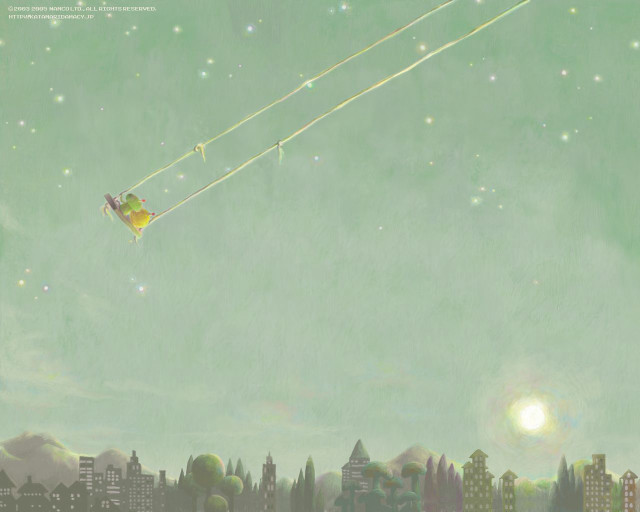 Kite flying night city star free wallpaper for desktop - medium preview image