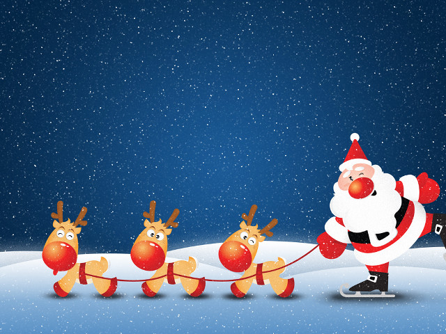 Santa claus sleigh reindeer snow free wallpaper for desktop - medium preview image