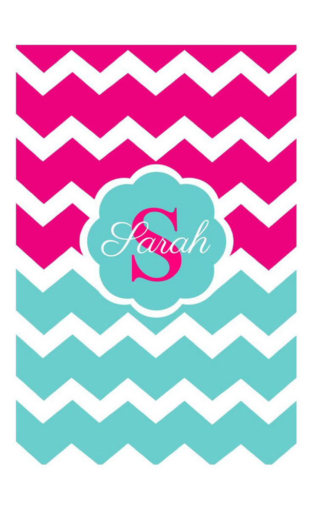 Pink blue chevron monogrammed background free wallpaper for mobile - medium preview image