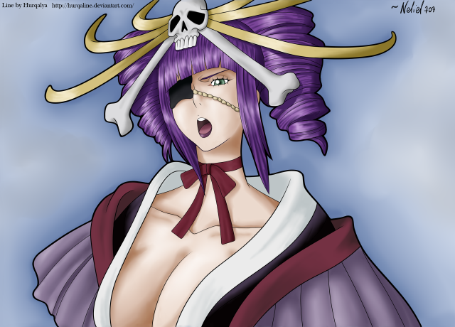 Cartoon woman purple hair skull free wallpaper for desktop - medium preview image