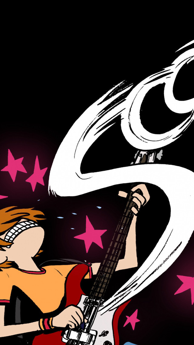 Cartoon person guitar stars background free wallpaper for mobile - medium preview image