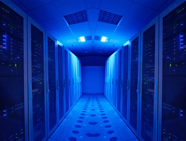 Data center hallway servers blue #2 free wallpaper for desktop - medium preview image