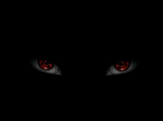 Cat eyes glowing red dark free wallpaper for desktop - medium preview image