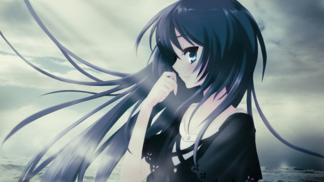 Woman long hair cloudy sky #3 free wallpaper for desktop - medium preview image