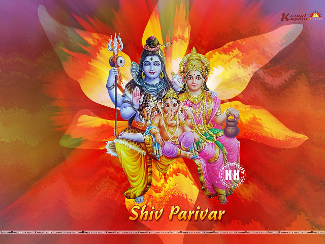 Hindu god family colorful shri free wallpaper for desktop - medium preview image