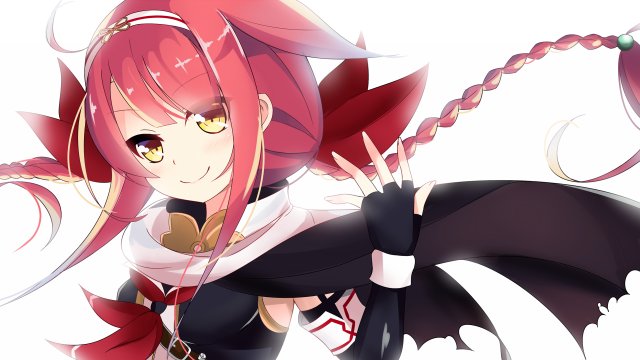 Pink hair red tail black free wallpaper for desktop - medium preview image