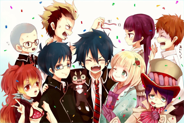 Anime characters group photo confetti free wallpaper for desktop - medium preview image