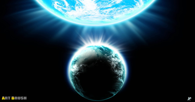 Blue earth bright halo light free wallpaper for desktop - medium preview image