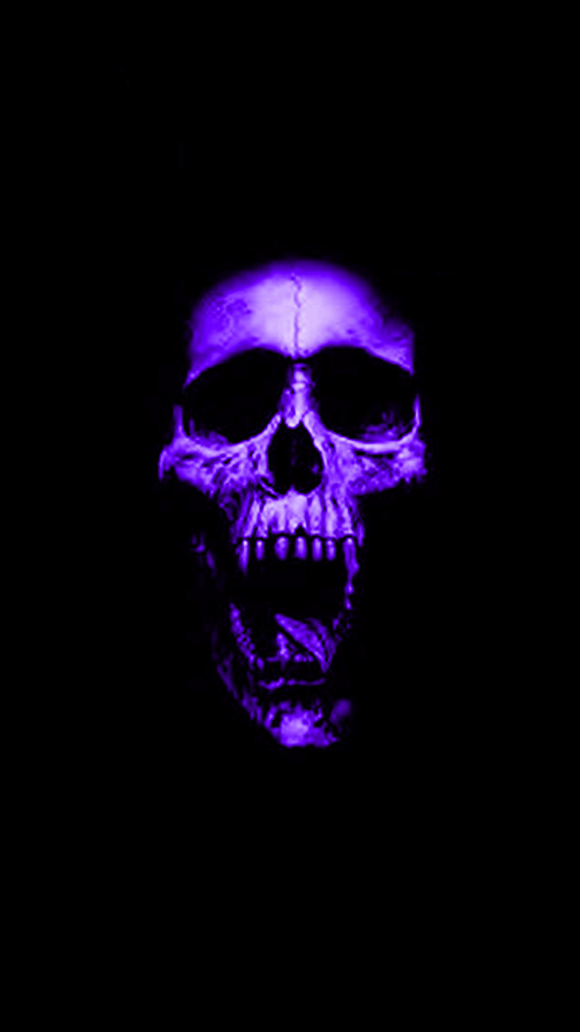 Skull purple light dark night free wallpaper for mobile - medium preview image