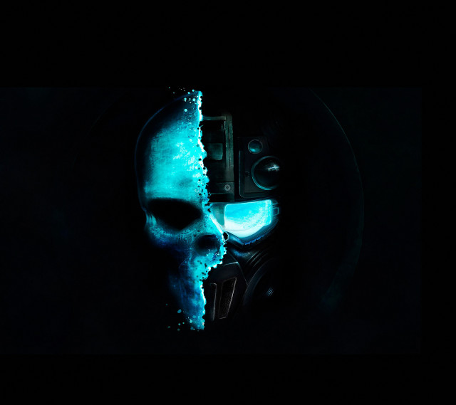 Skull blue light black background #3 free wallpaper for tablet - medium preview image