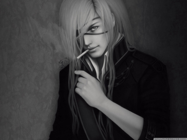 Woman glasses smoking cigarette serious free wallpaper for desktop - medium preview image