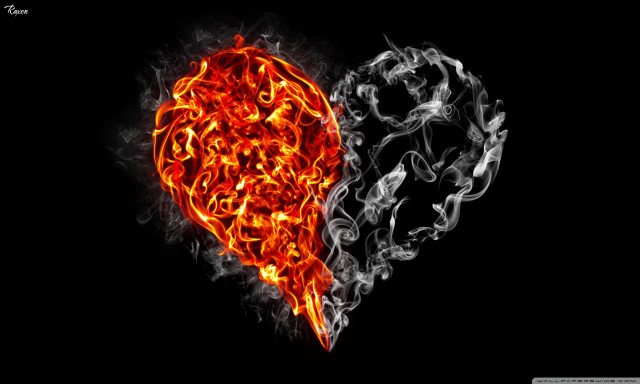 Heart fire smoke black background free wallpaper for desktop - medium preview image