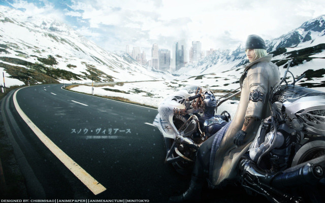 Motorcycle snow mountain city outdoors free wallpaper for desktop - medium preview image