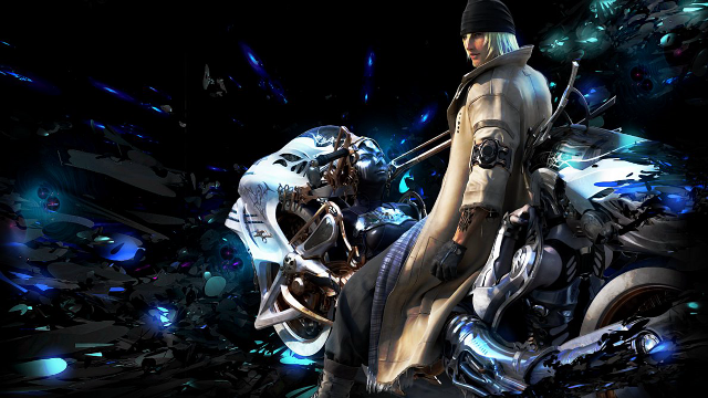 Futuristic woman motorcycle cyberpunk blue free wallpaper for desktop - medium preview image