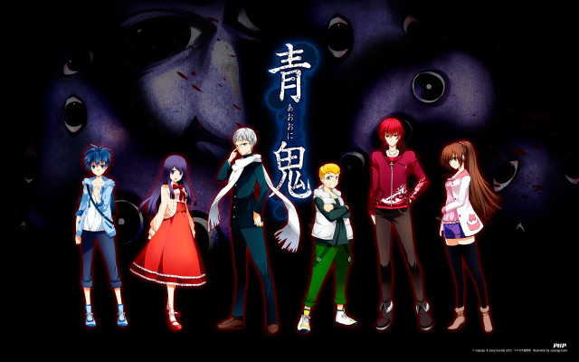 Anime characters dark background japanese free wallpaper for desktop - medium preview image