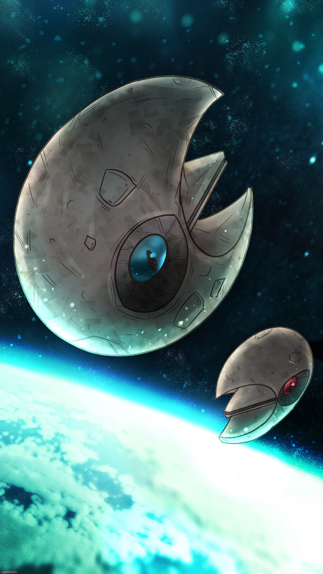 Spaceship floating over planet sky free wallpaper for mobile - medium preview image