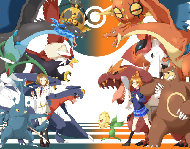 Pokemon group white background blue free wallpaper for desktop - medium preview image
