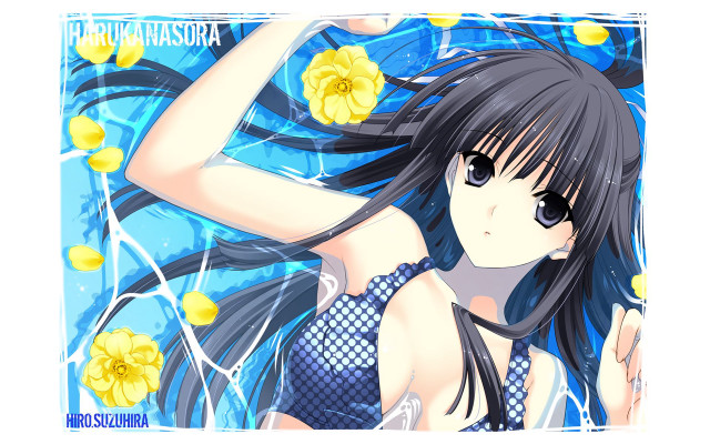 Girl long black hair blue #5 free wallpaper for desktop - medium preview image