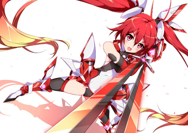 Woman sword red outfit holding free wallpaper for desktop - medium preview image