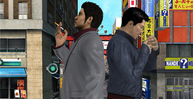 Two men smoking cigarettes city free wallpaper for desktop - medium preview image