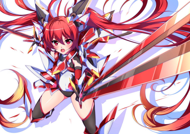 Anime girl red hair sword #2 free wallpaper for desktop - medium preview image