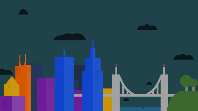 City bridge rainbow building dark free wallpaper for desktop - medium preview image