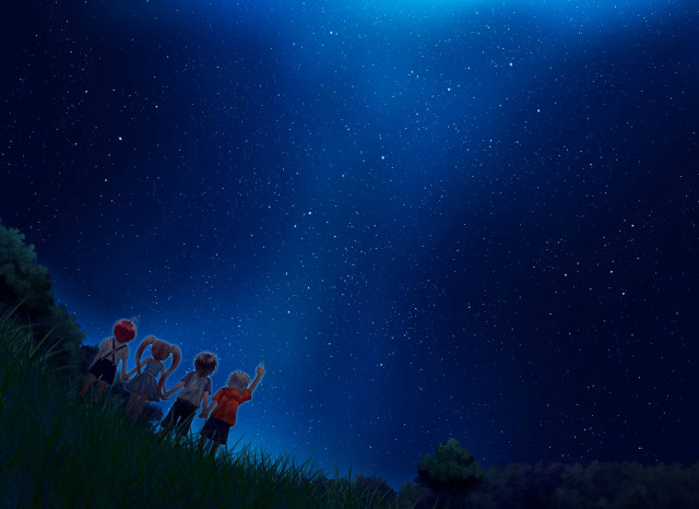 Starry sky moon aliens festival free wallpaper for desktop - medium preview image