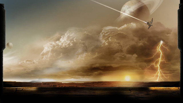 Plane cloudy sky lightning sun free wallpaper for desktop - medium preview image