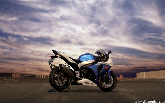 Blue white motorcycle parking lot free wallpaper for desktop - medium preview image