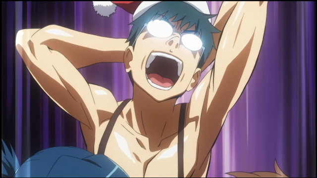 Man santa hat shirt hands free wallpaper for desktop - medium preview image