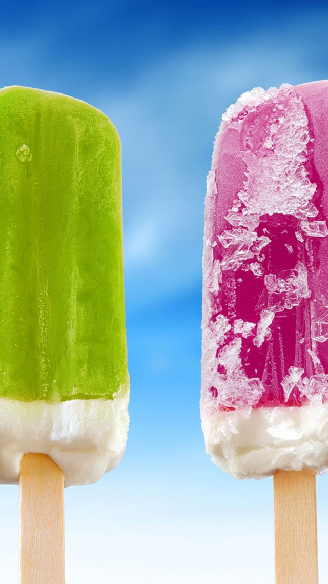 Two popsicles different colored ice free wallpaper for mobile - medium preview image