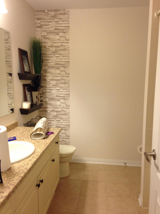 Bathroom toilet sink mirror brickwall free wallpaper for mobile - medium preview image