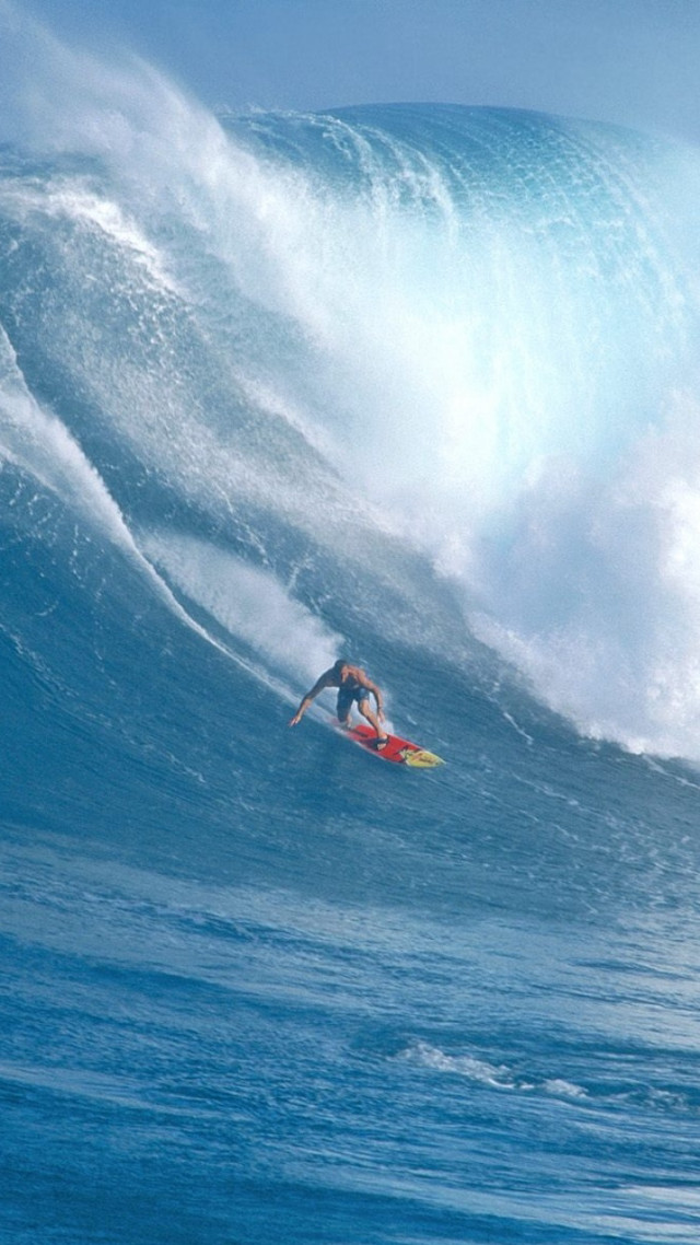 Person riding surfboard wave ocean #7 free wallpaper for mobile - medium preview image