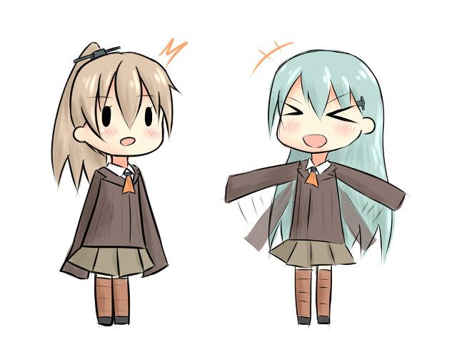 Anime girls blue green long free wallpaper for desktop - medium preview image