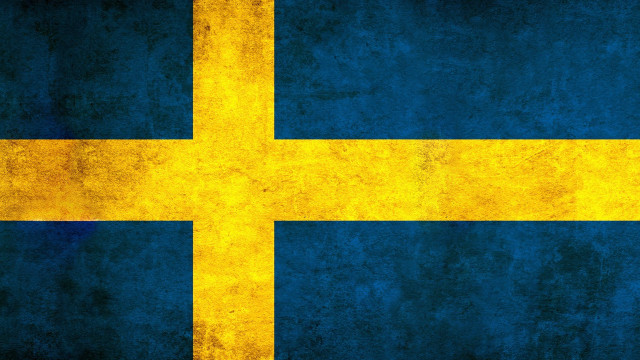 Sweden flag grungy wall yellow free wallpaper for desktop - medium preview image