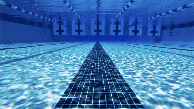 Long blue pool deep perspective free wallpaper for desktop - medium preview image