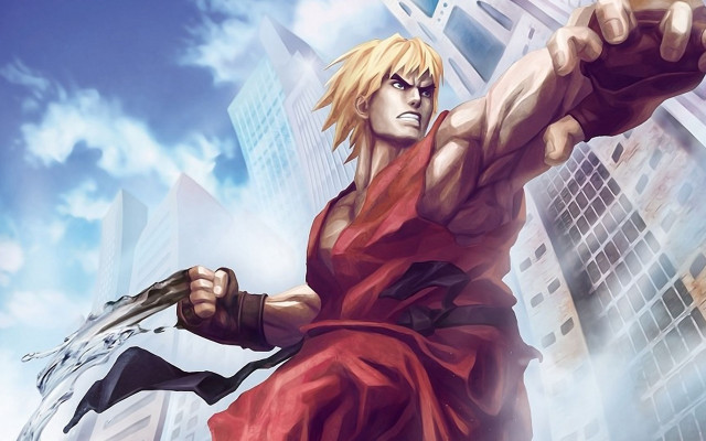 Man red dress sword city free wallpaper for desktop - medium preview image