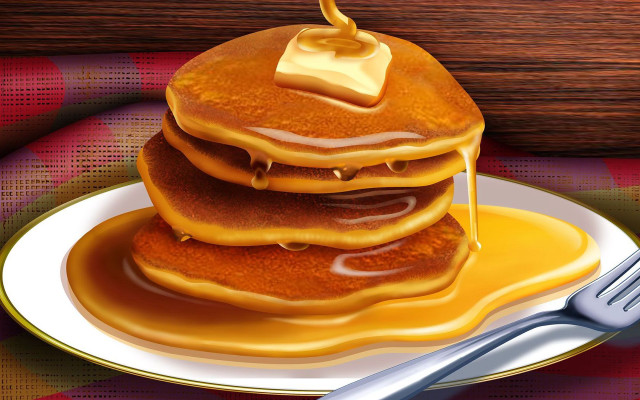 Pancakes syrup plate fork knife #3 free wallpaper for desktop - medium preview image