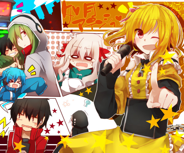 Anime characters microphone star wall free wallpaper for desktop - medium preview image