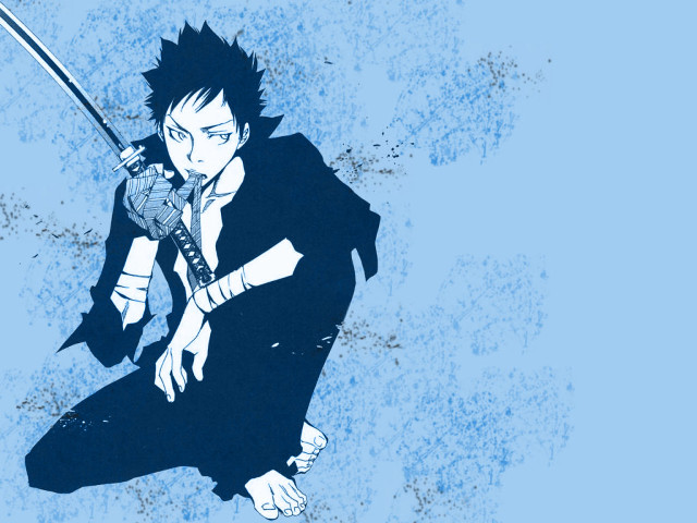 Man sword blue background grungy free wallpaper for desktop - medium preview image