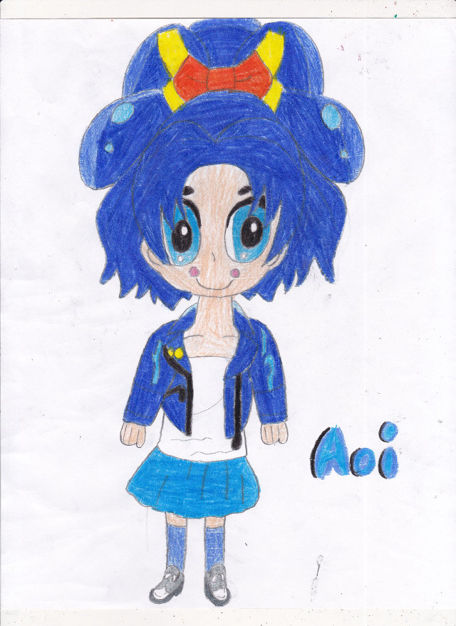 Blue haired girl yellow bow free wallpaper for mobile - medium preview image