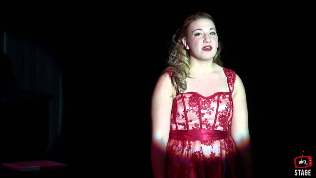 Woman red dress dark microphone free wallpaper for desktop - medium preview image