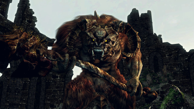 Demonic creature sword ruined castle free wallpaper for desktop - medium preview image