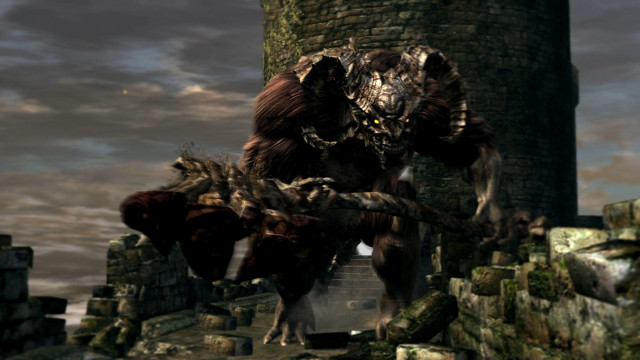 Giant monster stone wall tower free wallpaper for desktop - medium preview image