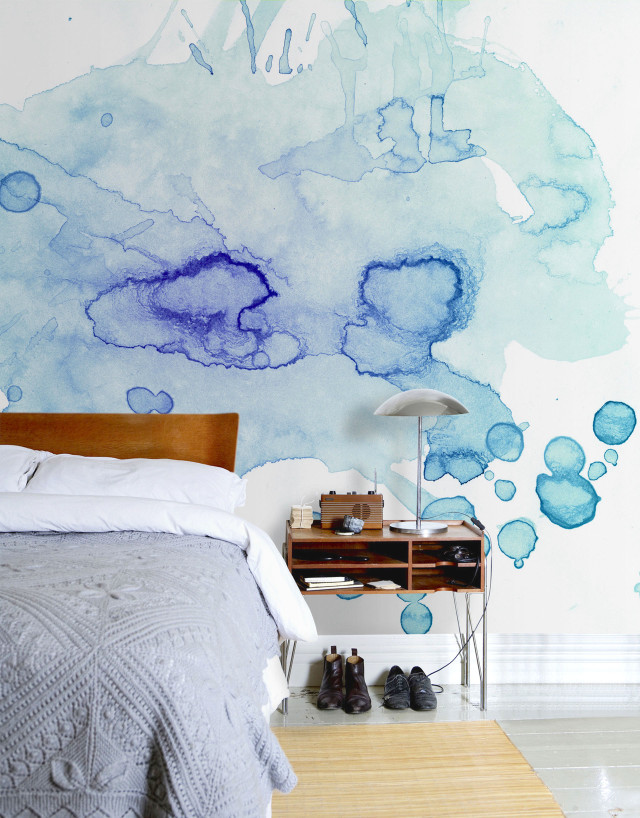 Bedroom blue bubbles painting lamp free wallpaper for mobile - medium preview image